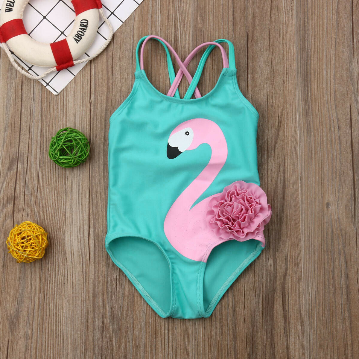 Baby Girl Swimsuit Flamingo Print